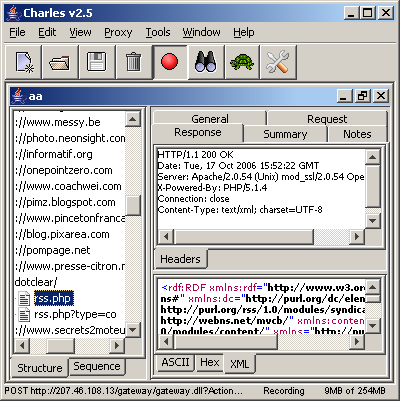 Charles Web Debugging Proxy: résultat d'analyse Charles Web Debugging Proxy: résultat d'analyse