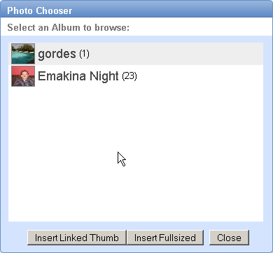 Choix de ses photos Picasa web album dans Gmail Choix de ses photos Picasa web album dans Gmail