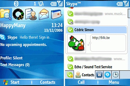 Skype sur le smartphone Qtek 8310 - Windows Mobile 5 Skype sur le smartphone Qtek 8310 - Windows Mobile 5